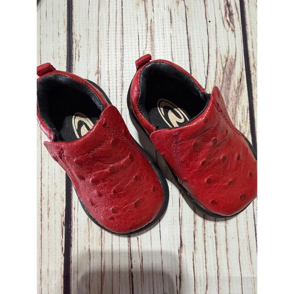 Roper Infants Crimson Red Ostrich Print Slip On Western Shoes 17-601-357 Size 3